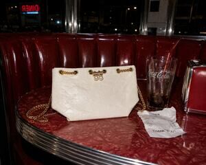 White Pearl Kiss Lock Gold Chain Mini Shoulder Bag Purse